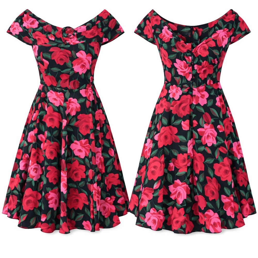 Women’s Off-Shoulder Floral Fit & Flare Dress